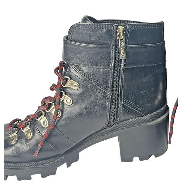 Guess Ryhan Heeled Lace-up Combat Boots | "Moncler Carol" Look-alikes Women Sz 7 - Picture 4 of 6